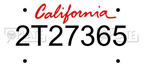 2T27365 California License Plate