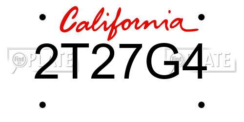 2T27G4 California License Plate