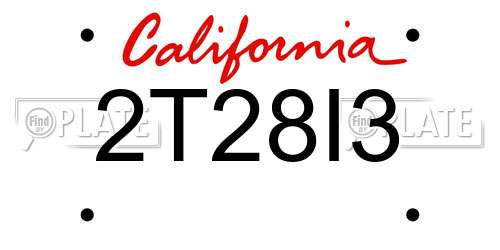 2T28I3 California License Plate