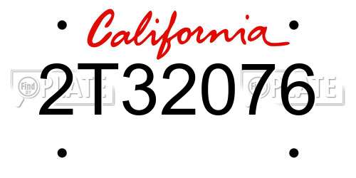 2T32076 California License Plate