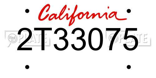 2T33075 California License Plate
