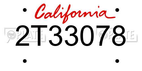 2T33078 California License Plate