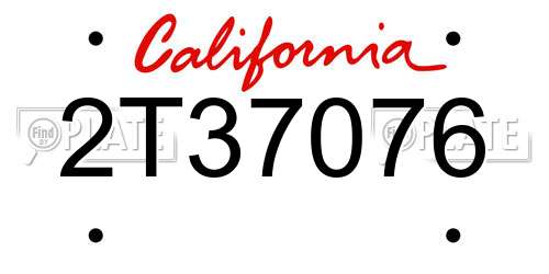 2T37076 California License Plate