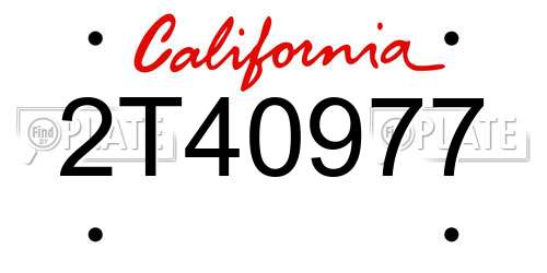 2T40977 California License Plate