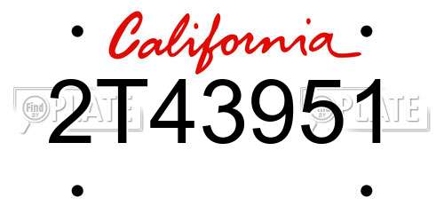 2T43951 California License Plate