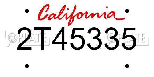 2T45335 California License Plate