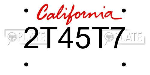 2T45T7 California License Plate
