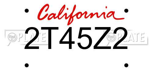 2T45Z2 California License Plate