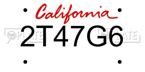 2T47G6 California License Plate