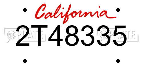 2T48335 California License Plate