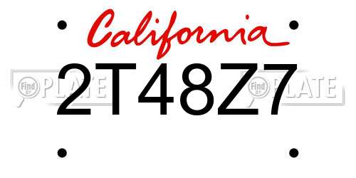 2T48Z7 California License Plate