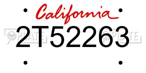 2T52263 California License Plate