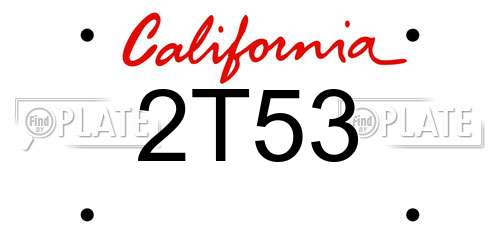 2T53 California License Plate