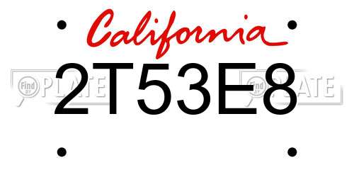 2T53E8 California License Plate