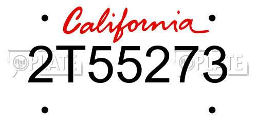 2T55273 California License Plate