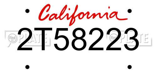2T58223 California License Plate