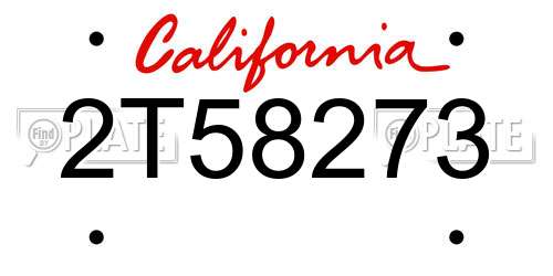 2T58273 California License Plate
