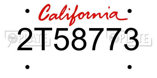 2T58773 California License Plate