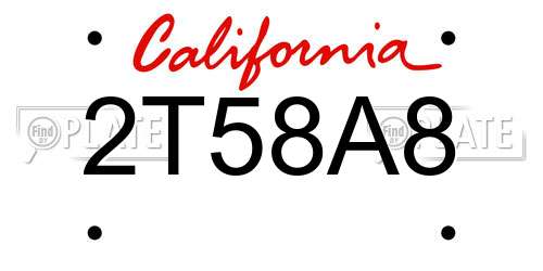 2T58A8 California License Plate