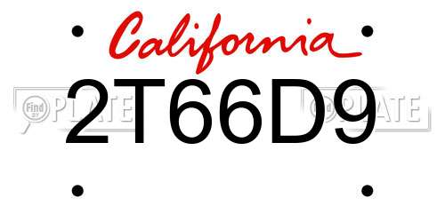 2T66D9 California License Plate