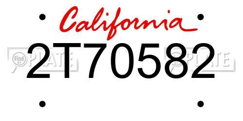 2T70582 California License Plate
