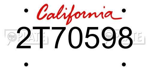 2T70598 California License Plate