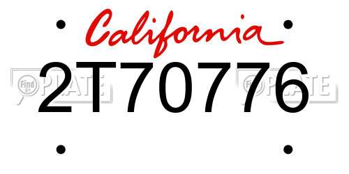 2T70776 California License Plate