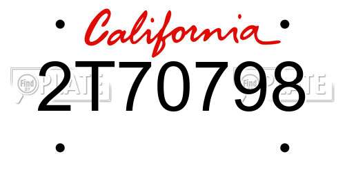 2T70798 California License Plate