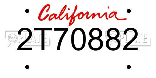 2T70882 California License Plate