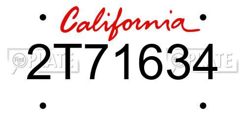 2T71634 California License Plate