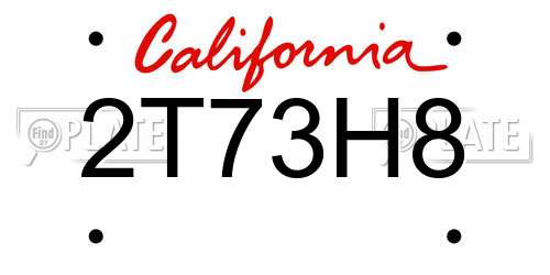 2T73H8 California License Plate