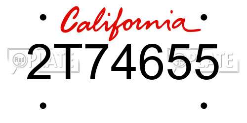 2T74655 California License Plate