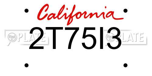 2T75I3 California License Plate