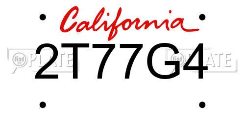 2T77G4 California License Plate