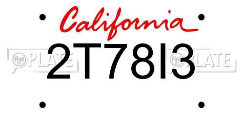 2T78I3 California License Plate