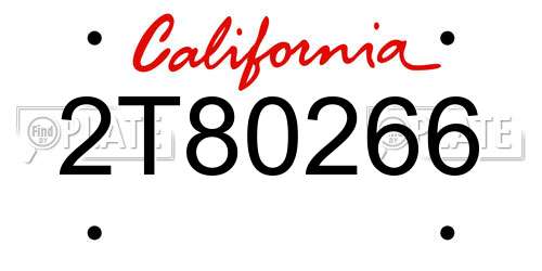 2T80266 California License Plate