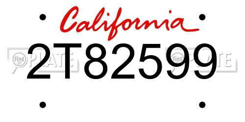 2T82599 California License Plate