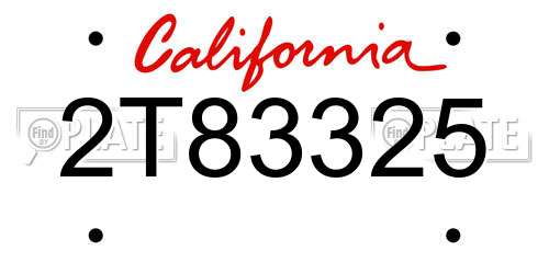 2T83325 California License Plate
