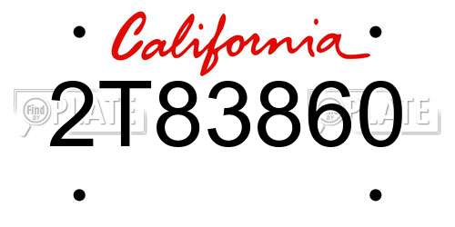 2T83860 California License Plate