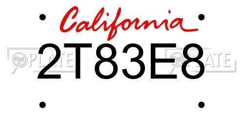 2T83E8 California License Plate