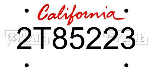 2T85223 California License Plate