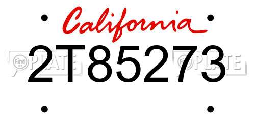 2T85273 California License Plate