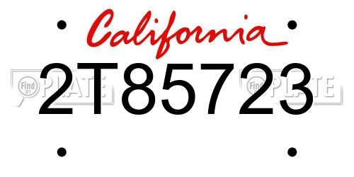 2T85723 California License Plate