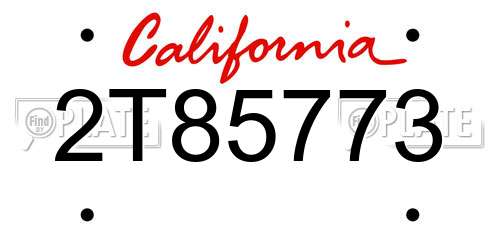2T85773 California License Plate