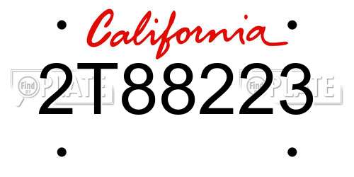 2T88223 California License Plate
