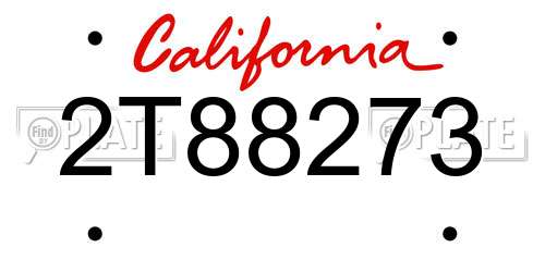 2T88273 California License Plate