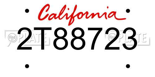 2T88723 California License Plate