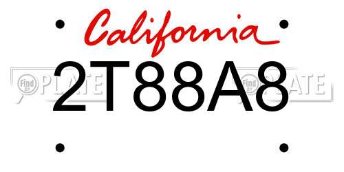 2T88A8 California License Plate