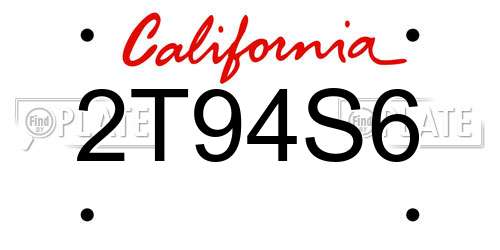 2T94S6 California License Plate