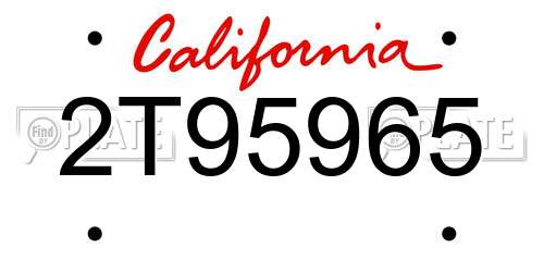 2T95965 California License Plate